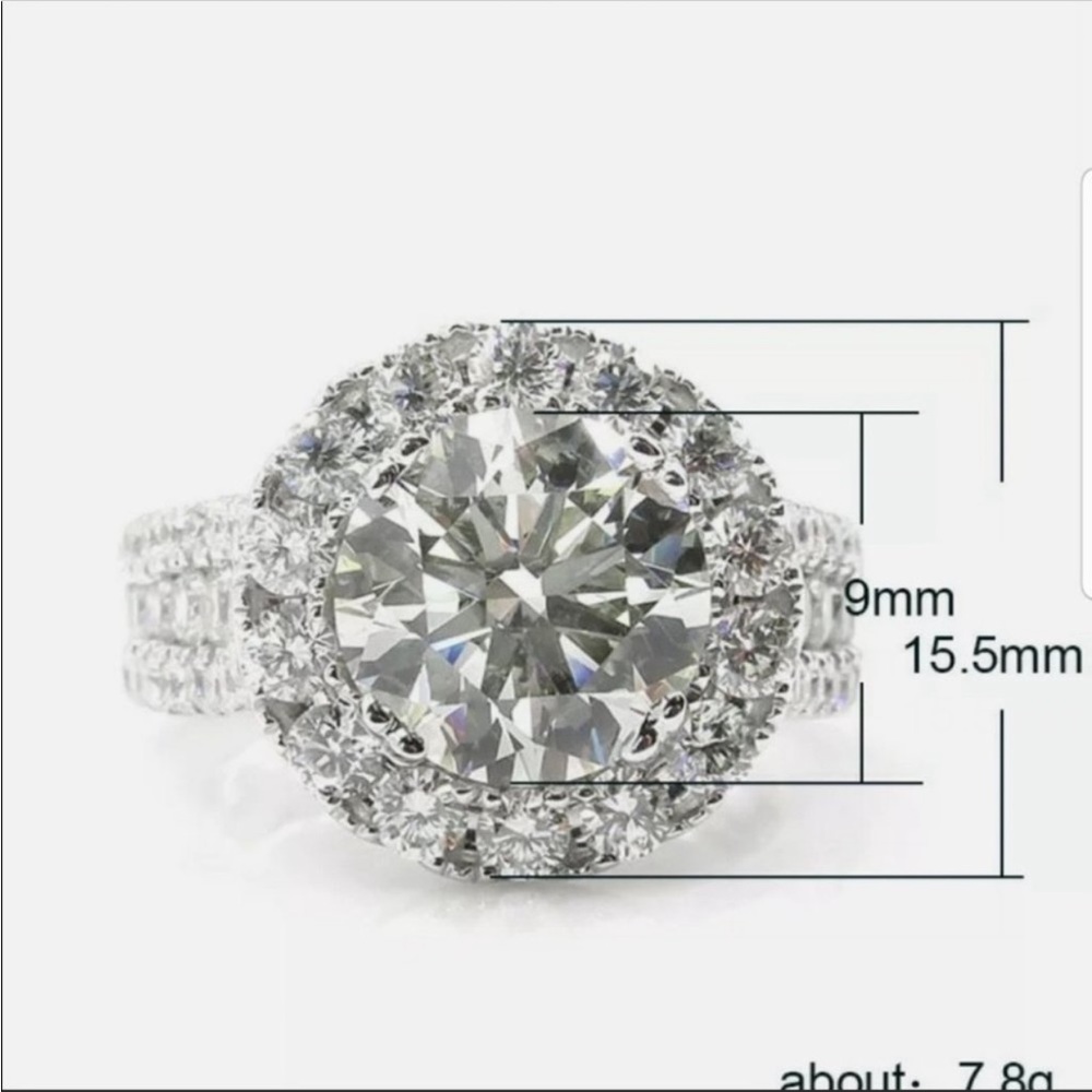 NEW 925 SILVER  ROUND DIAMOND HALO RING💍 - Picture 4 of 6